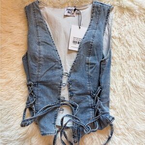 Princess Polly Stavia Light Blue Denim Vest NWT US Size 2